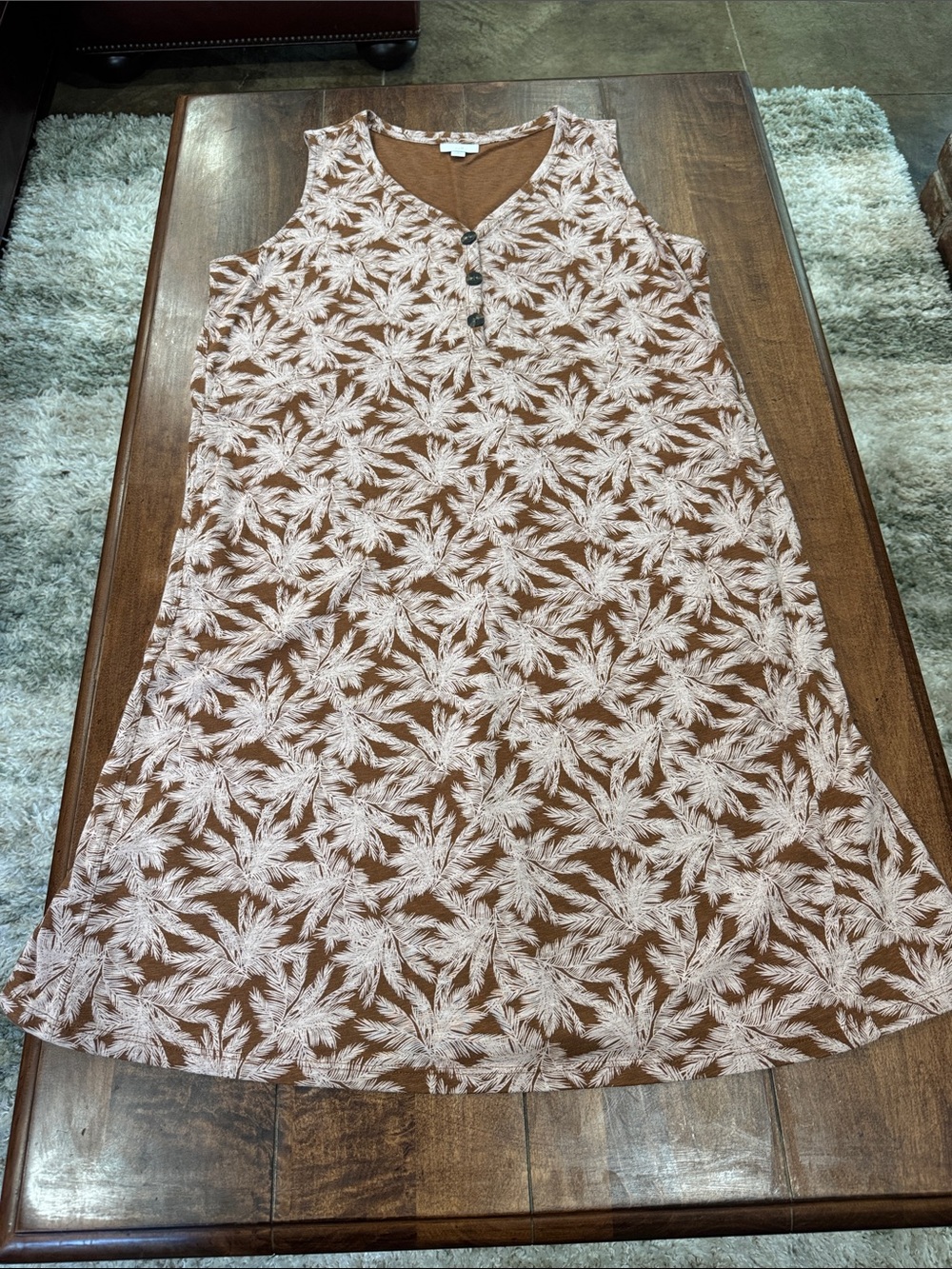 J. Jill Womens palm print sleeveless dress 1X